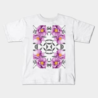 purple floral botanical print Kids T-Shirt